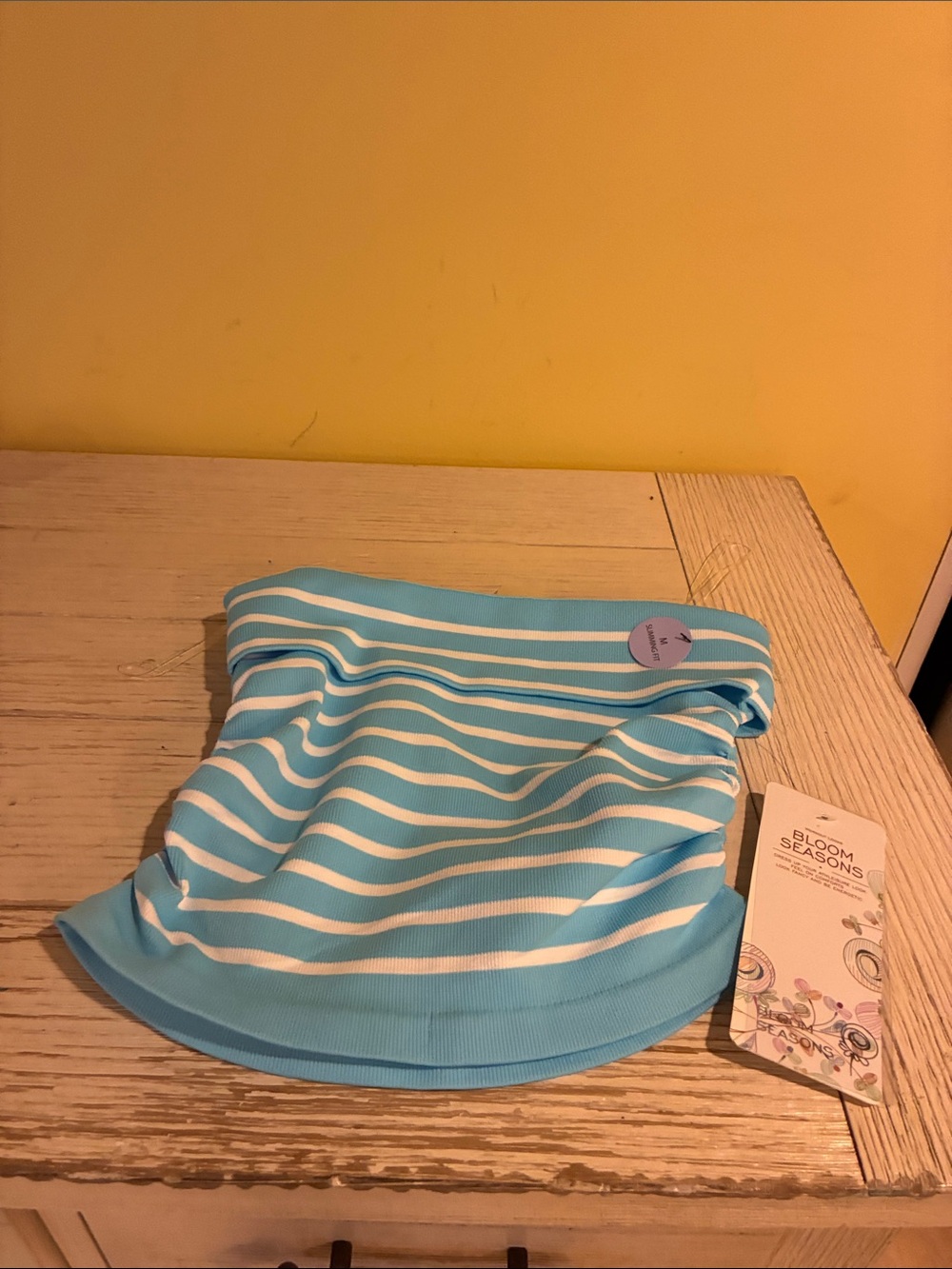 Striped Blue & White Womens Tube Top M
